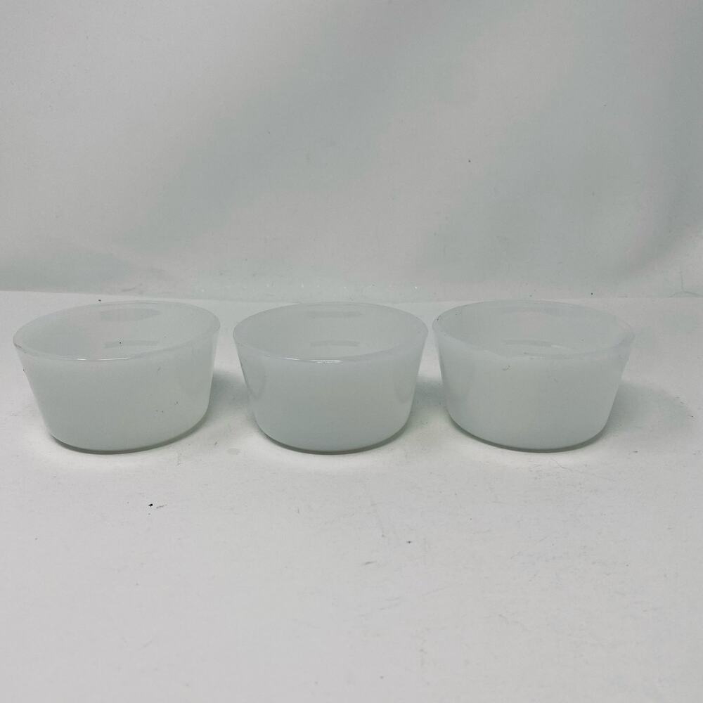Bakelite milk glass white small ramekins, set of 3